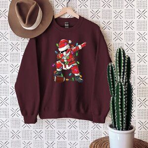 Christmas Football Sweatshirt, Football Santa Sweater, Christmas Crewneck, Santa